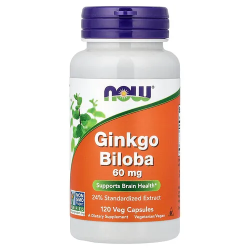 NOW Foods, Ginkgo biloba, 60 mg, 120 cápsulas vegetales