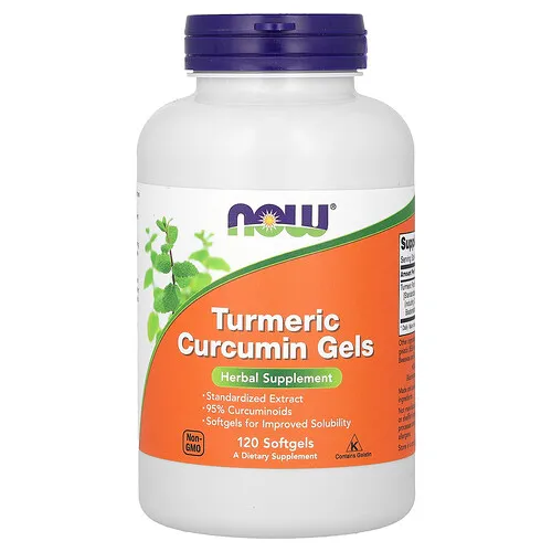 NOW Foods, Cúrcuma y curcumina en gel, 475 mg, 120 cápsulas blandas