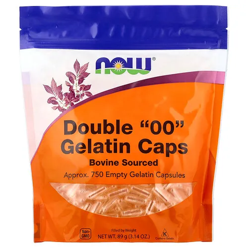 NOW Foods, Cápsulas de gelatina doble “00”, aprox. 750 cápsulas de gelatina vacías