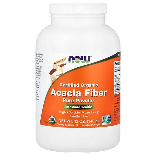 NOW Foods, Fibra de acacia orgánica certificada pura en polvo, 340 g (12 oz)