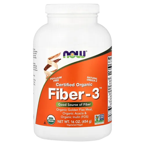 NOW Foods, Certified Organic Fiber-3™, Fiber-3™, 454 g (16 oz)