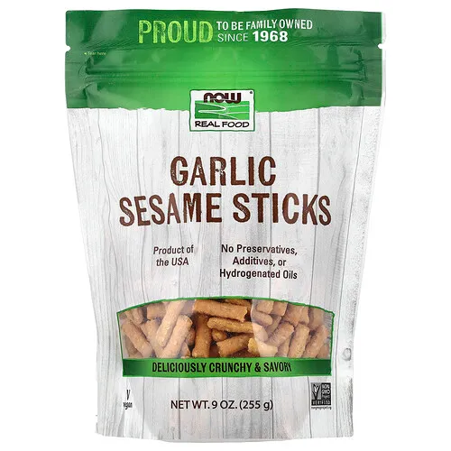 NOW Foods, Palitos de ajo y sésamo, 255 g (9 oz)