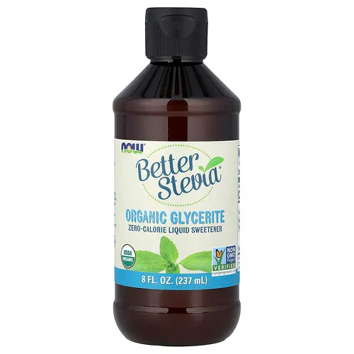 NOW Foods, Better Stevia®, Endulzante líquido sin calorías, Glicerita orgánica, 237 ml (8 oz. líq.)