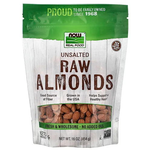 NOW Foods, Real Food, Almendras sin sal, 16 oz (454 g)