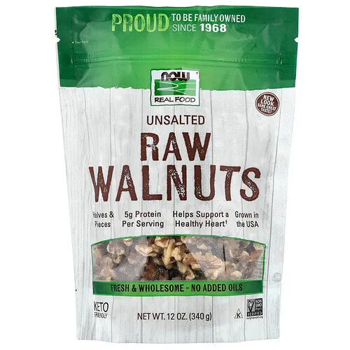 NOW Foods, Real Food, Nueces crudas, Sin sal, 340 g (12 oz)