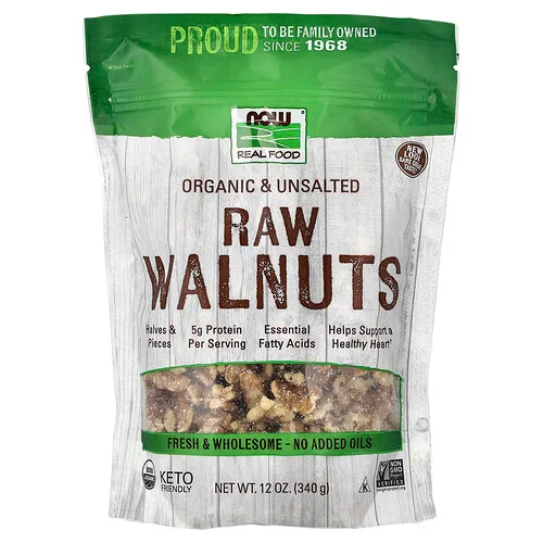 NOW Foods, Real Food, Nueces crudas orgánicas, Sin sal, 340 g (12 oz)