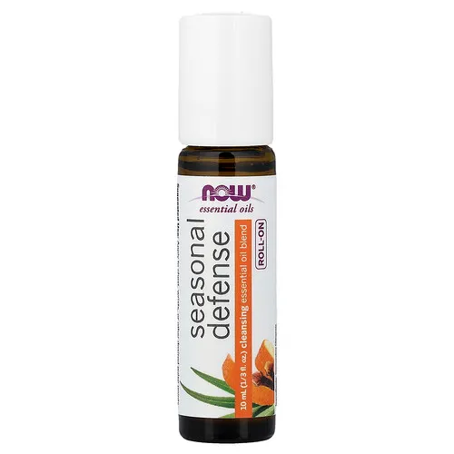 NOW Foods, Aceites esenciales, Roll-on, Defensa estacional, 10 ml (1/3 de oz. líq.)