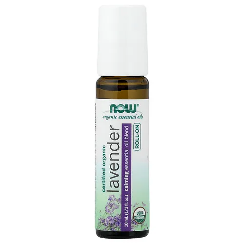 NOW Foods, Aceites esenciales orgánicos, Roll-on de lavanda, 10 ml (1/3 oz. líq.)