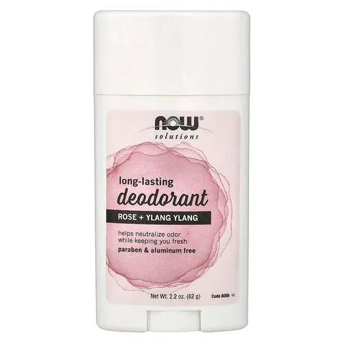 NOW Foods, Solutions, Desodorante de larga duración, Rosa e ylang-ylang, 62 g (2,2 oz)