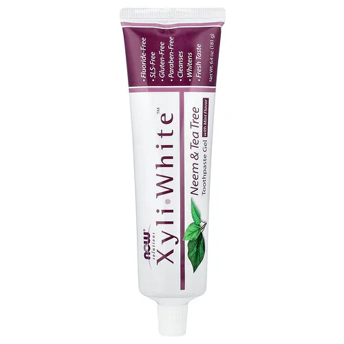 NOW Foods, Solutions, Pasta dental en gel XyliWhite™, Nim y árbol del té, Menta, 181 g (6,4 oz)