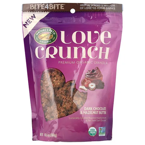 Nature's Path, Love Crunch®, Granola orgánica prémium, Chocolate negro y mantequilla de avellanas, 300 g (10,6 oz)