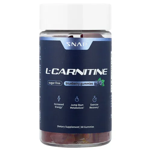 Snap Supplements, Gomitas de L-carnitina, Arándano azul, Sin azúcar, 60 gomitas (250 mg por gomita)