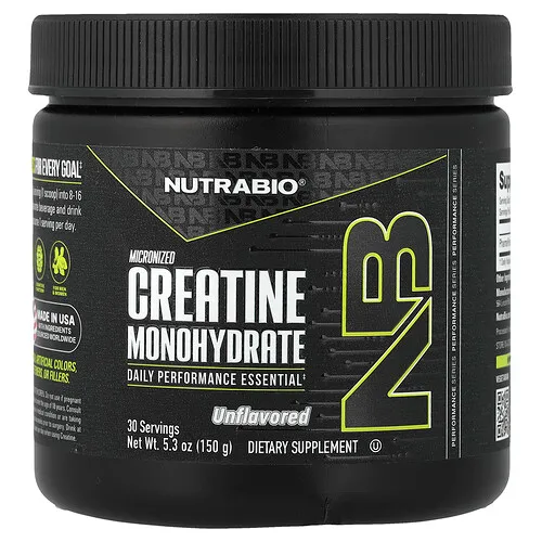 NutraBio, Creatina micronizada, Monohidrato en polvo, Sin sabor, 150 g (5.3 oz)