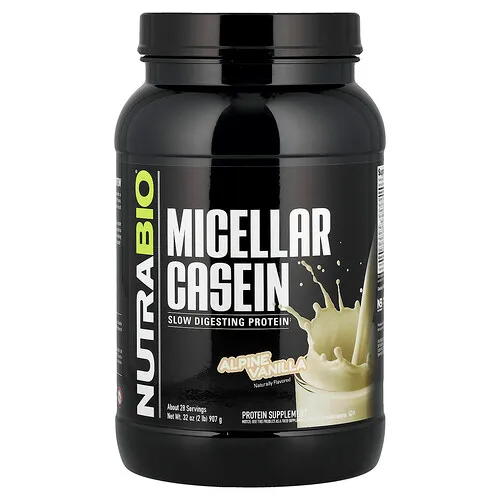 NutraBio, Caseína micelar, Vainilla alpina`` 907 g (2 lb)