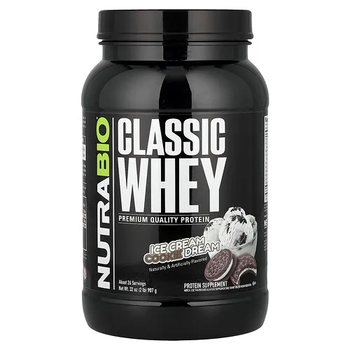 NutraBio, Proteína de suero de leche clásica, Sueño de galletas heladas, 907 g (2 lb)