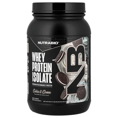 NutraBio, Aislado de proteína de suero de leche, Galletas y crema, 907 g (2 lb)