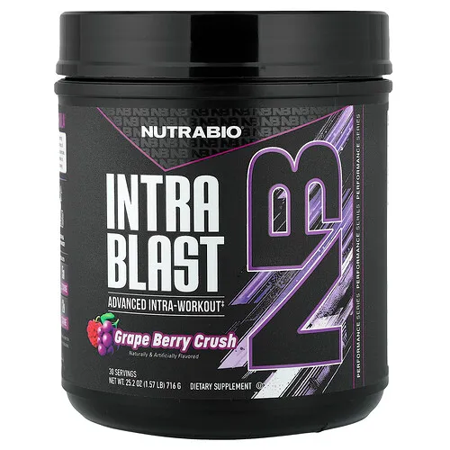 NutraBio, Intra Blast, Intraentrenamiento avanzado, Explosión de uvas y bayas, 716 g (1,57 lb)