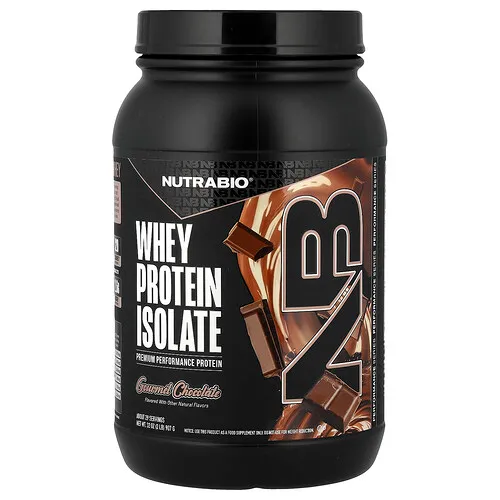 NutraBio, Aislado de proteína de suero de leche, Chocolate gourmet, 907 g (2 lb)