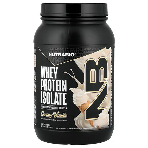 NutraBio, Aislado de proteína de suero de leche, Vainilla cremosa, 907 g (2 lb)