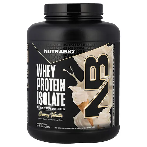 NutraBio, Aislado de proteína de suero de leche, Vainilla cremosa, 2268 g (5 lb)
