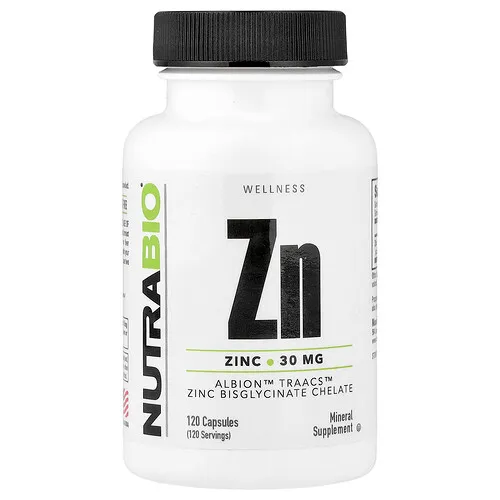 NutraBio, Zinc, 30 mg, 120 cápsulas