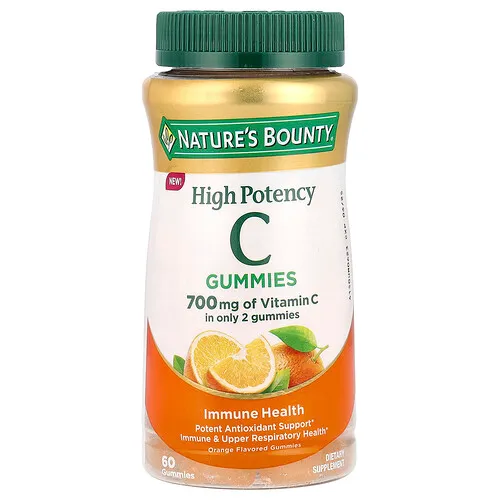 Nature's Bounty, Gomitas con vitamina C, Alta potencia, Naranja, 60 gomitas (350 mg por gomita)