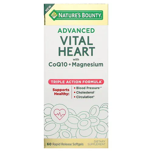 Nature's Bounty, Advanced Vital Heart con CoQ10 más magnesio, 60 cápsulas blandas de liberación rápida