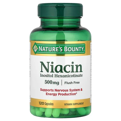 Nature's Bounty, Niacina, Sin enrojecimiento, 500 mg, 120 cápsulas