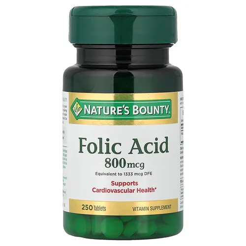 Nature's Bounty, Ácido fólico, 800 mcg, 250 tabletas