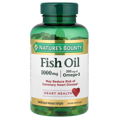 Nature's Bounty, Aceite de pescado, 1000 mg, 145 cápsulas blandas de liberación rápida
