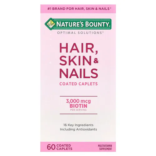 Nature's Bounty, Optimal Solutions®, Cabello, piel y uñas, 60 comprimidos en comprimidos oblongos recubiertos