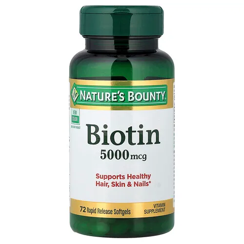 Nature's Bounty, Biotina, 5000 mcg, 72 cápsulas blandas de liberación rápida