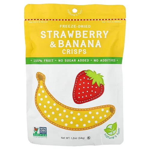 Nature's Turn, Bocadillos liofilizados de fresa y plátano, 34 g (1,2 oz)