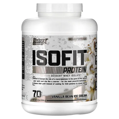 Nutrex Research, IsoFit, Proteína, Helado de vaina de vainilla, 2261 g (5 lb)