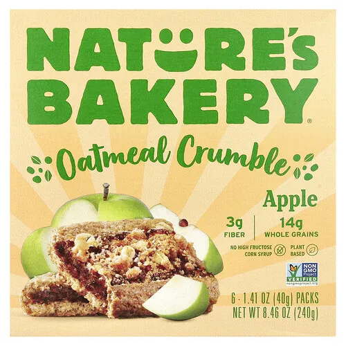Nature's Bakery, Crumble de avena, Manzana, 6 paquetes, 40 g (1,41 oz) cada uno