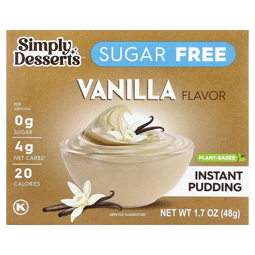 Simply Desserts, Pudín cetogénico instantáneo natural, Vainilla, 48 g (1,7 oz)