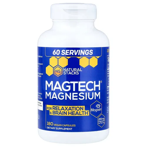 Natural Stacks, MagTech®, Magnesio, 180 cápsulas veganas (66,6 mg por cápsula)