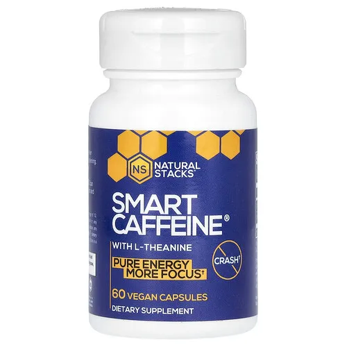 Natural Stacks, Cafeína inteligente con L-teanina, 60 cápsulas veganas