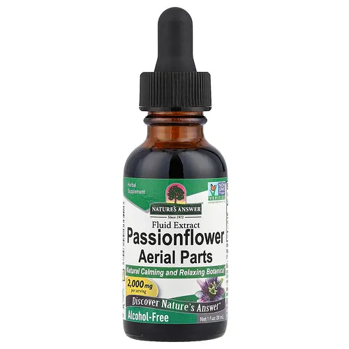 Nature's Answer, Partes aéreas de la flor de la pasión, Extracto fluido, Sin alcohol, 2000 mg, 30 ml (1 oz. líq.)