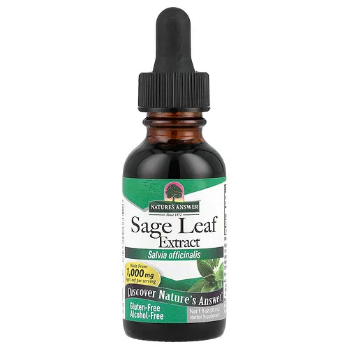Nature's Answer, Extracto de hoja de salvia, Sin alcohol, 255 mg, 30 ml (1 oz. líq.)