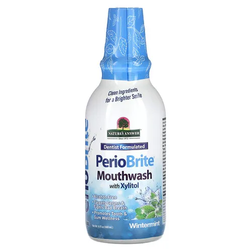 Nature's Answer, PerioBrite, Enjuague bucal con xilitol, Menta de invierno, 480 ml (16 oz. líq.)
