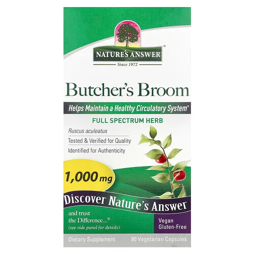 Nature's Answer, Rusco, 90 cápsulas vegetales (500 mg por cápsula)