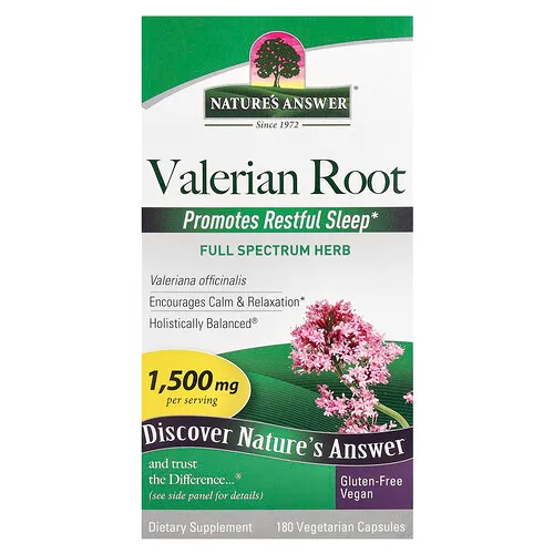 Nature's Answer, Raíz de valeriana, 180 cápsulas vegetales (500 mg por cápsula)