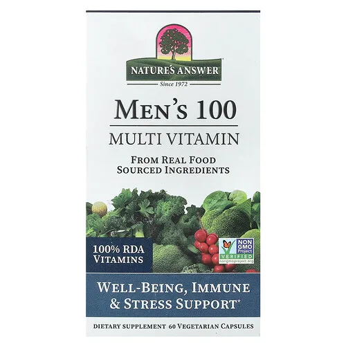Nature's Answer, Men's 100, Suplemento multivitamínico, 60 cápsulas vegetales
