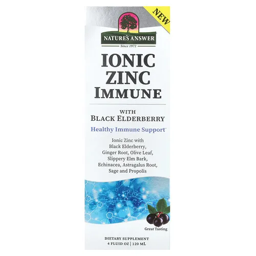 Nature's Answer, Inmune a zinc iónico con saúco negro, 120 ml (4 oz. Líq.)