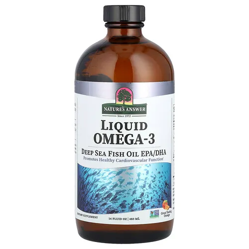 Nature's Answer, Omega-3 líquido, Aceite de pescado de aguas profundas, EPA/DHA, Naranja, 480 ml (16 oz. líq.)
