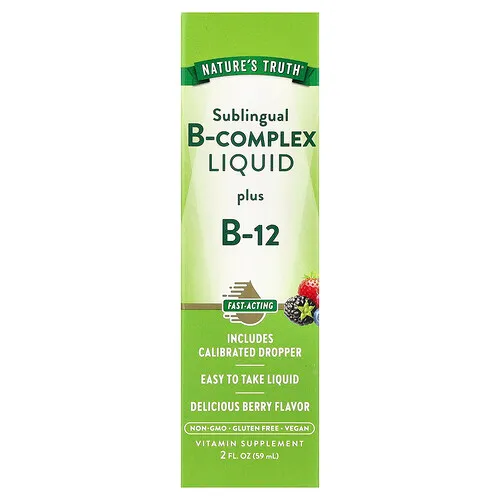 Nature's Truth, Complejo de vitaminas B sublingual líquido más vitamina B12, 59 ml (2 oz. líq.)