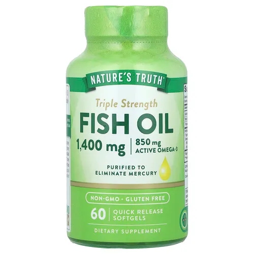 Nature's Truth, Aceite de pescado, Triple concentración, 1400 mg, 60 cápsulas blandas de liberación rápida
