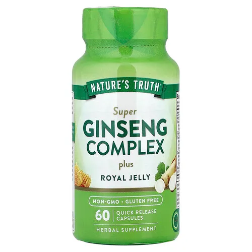 Nature's Truth, Super complejo de ginseng más jalea real, 60 cápsulas de liberación rápida