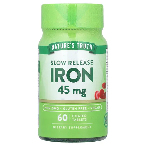 Nature's Truth, Hierro, Liberación lenta, 45 mg, 60 comprimidos recubiertos